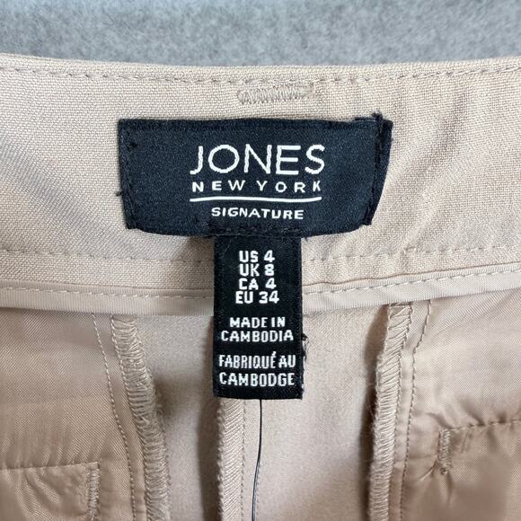 Jones New York Women's Dress Pants Tan Stucco Size 4 Ankle Stretch Flat Front - Picture 9 of 14